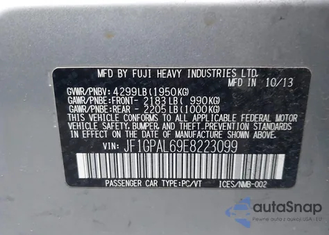 2014 Subaru Impreza 2.0I Sport Premium from USA, damaged, VIN JF1GPAL69E8223099